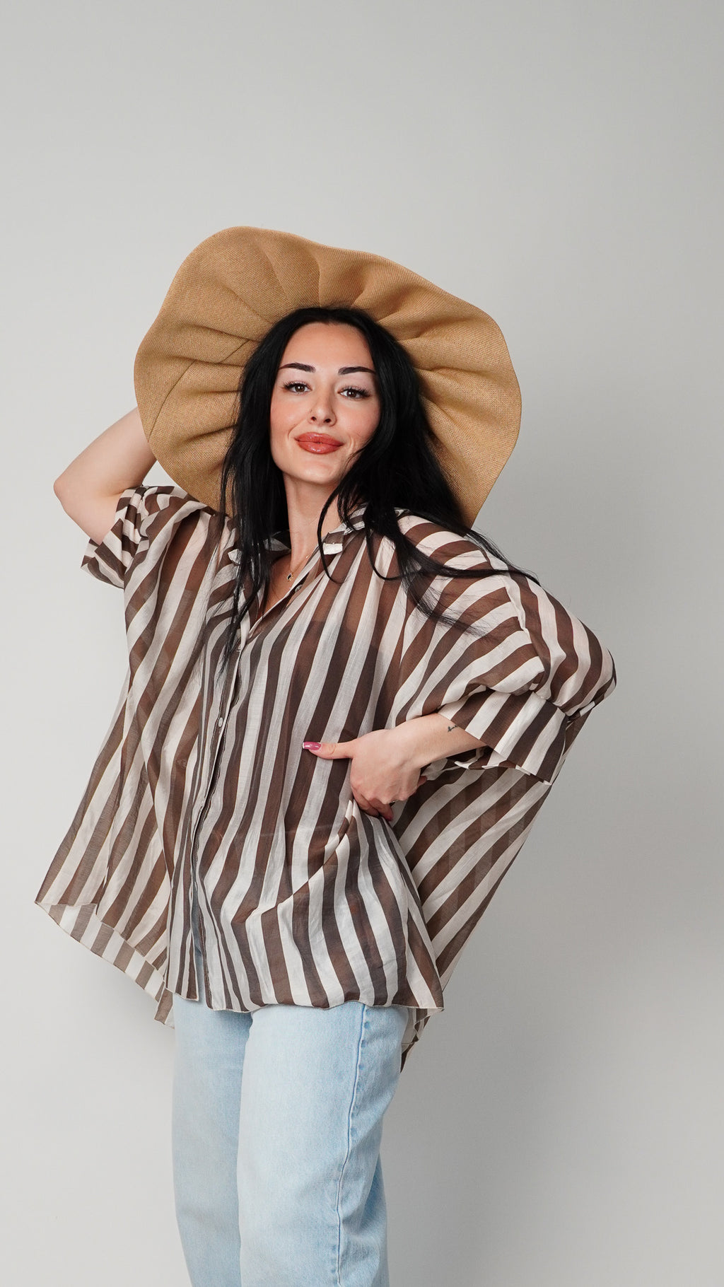 Črtasta oversized srajica