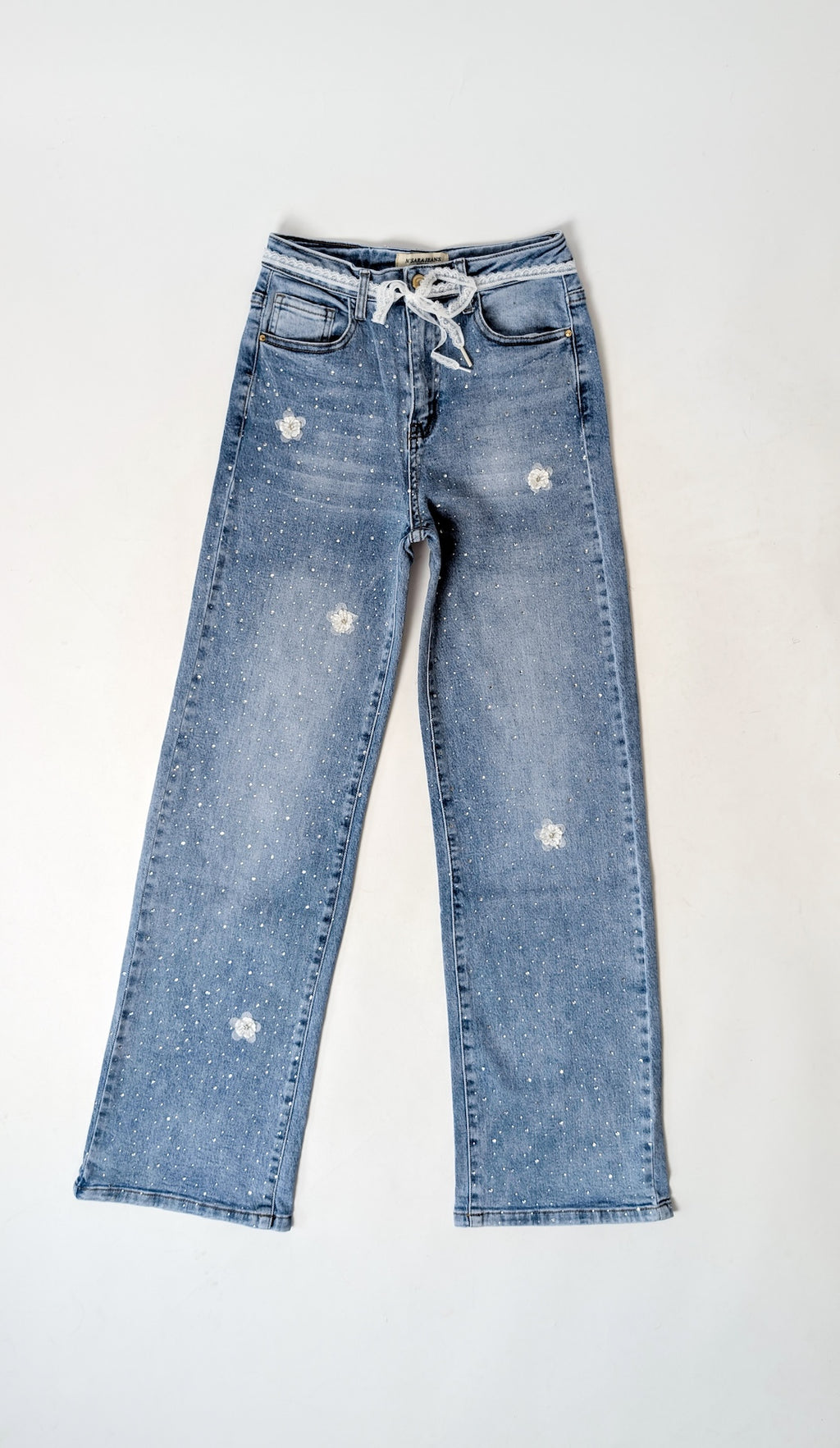 Jeans hlače s čipko