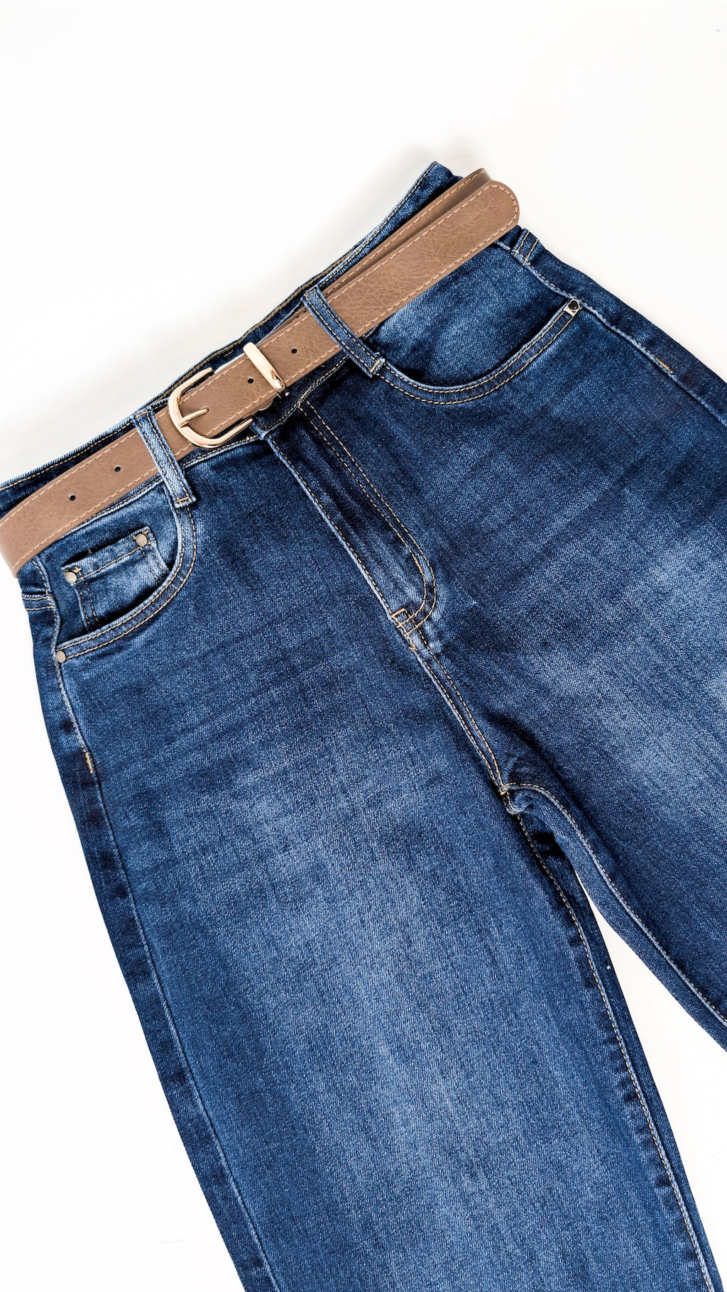 Jeans hlače z visokim pasom