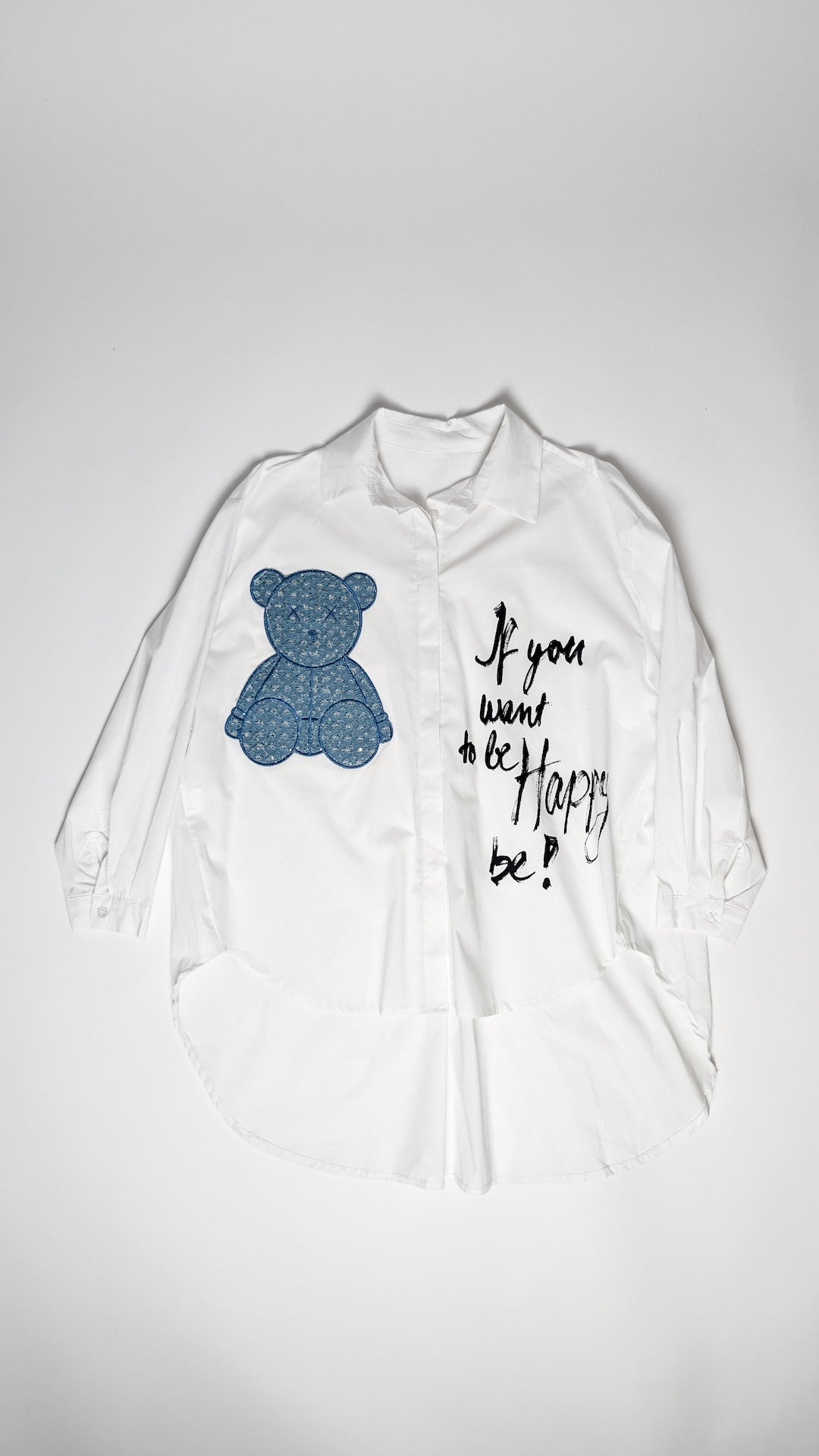 Bela srajčna tunika z medvedkom