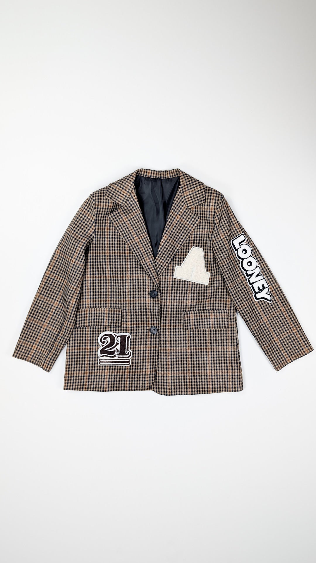 Karirasti blazer s potiskom