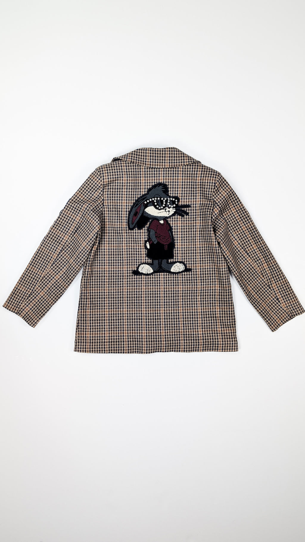 Karirasti blazer s potiskom