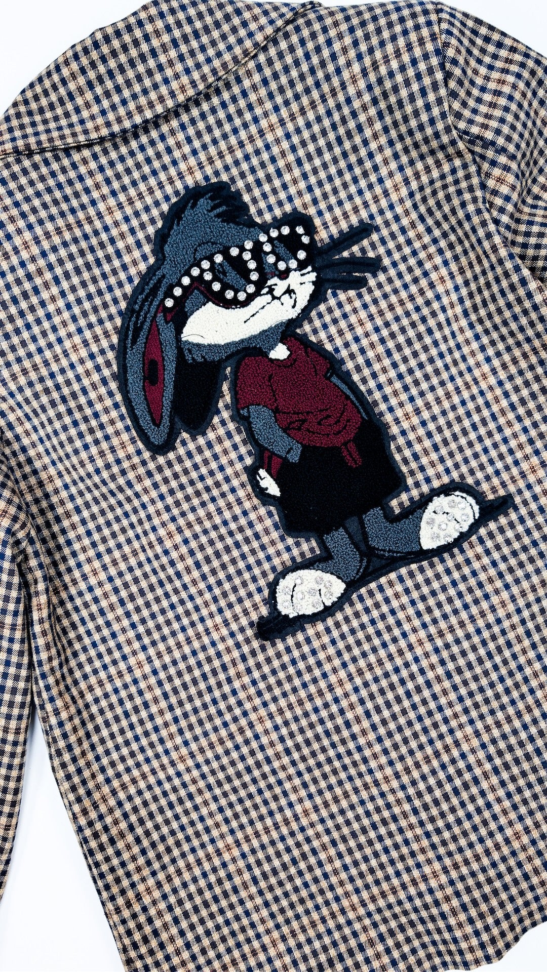 Karirasti blazer s potiskom