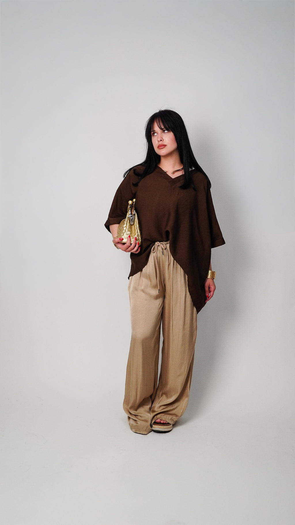 Oversize bluza z V-izrezom