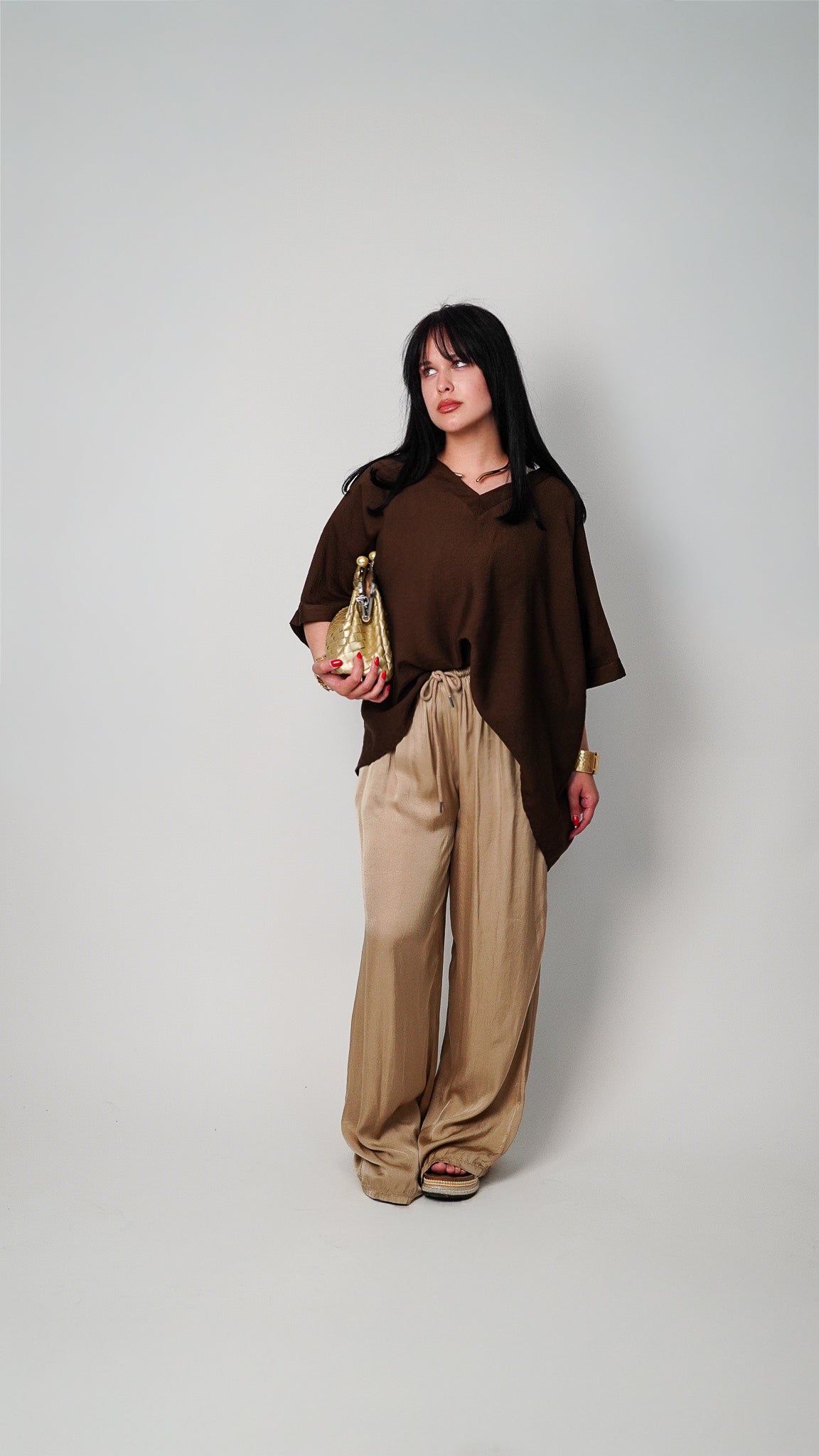 Oversize bluza z V-izrezom